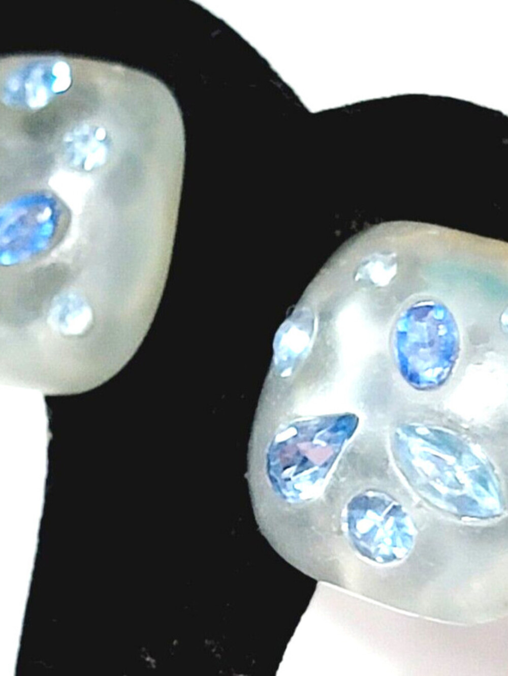 Vintage Blue Acrylic Clip On Earrings Square Mid-century Statement‎ bcl-20